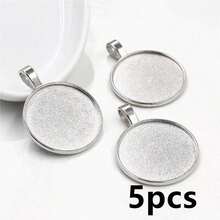 5 buah Alas Liontin Kosong Cocok untuk Cabochon Bulat 25mm, Baki Bezel Liontin, Aksesoris Pembuatan Perhiasan DIY - 25mm - View 24