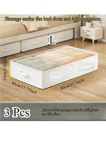 1/3 piezas Caja de almacenamiento plegable, Organizador de armario debajo de la cama blanco, Contenedor de almacenamiento plegable debajo de la cama, Excelente funcionalidad - Blanco - Ver 7