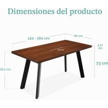 Mesa de Comedor Extensible de Madera Ingenieril, Mesa Ampliable Moderna de 47 hasta 63 Pulgadas para 6 Personas, Mesa de Cocina con Hoja Extensible y Cierres Metálicos, Soporta hasta 125 Libras, Color Marrón Café - Marrón - Ver 7