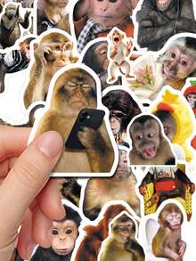 50Pcs Funny Monkey Meme Stickers, Hilarious Realistic Ape Decals, Viral Monkey Meme Stickers For Journal & Scrapbook - Multicolor - View 4