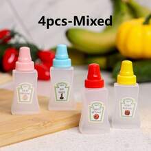 12/8/4pcs Mini Bear Squeeze Sauce Bottles, Portable Condiment Containers For Ketchup, Honey, Salad Dressing And Chocolate Sauce, Bento Box Accessories, Suitable For Camping, Party, College Dorm And Back To School - Multicolor - View 13