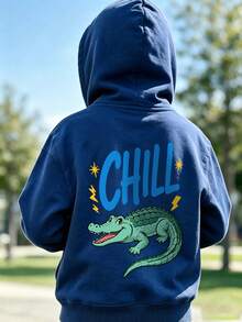 1pc Boys Printed Sweatshirt, Student Teenager Sweatshirt, Autumn/Winter Young Boy Clothing - Navy Blue - View 10
