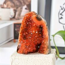 Batu Kristal Geode Oranye/Hijau/Amethyst Langka - Gugusan Batu Kuarsa - Ornamen Batu Kristal Mineral - Untuk Dekorasi Kantor dan Hadiah - Kristal Mineral - Jeruk - View 6
