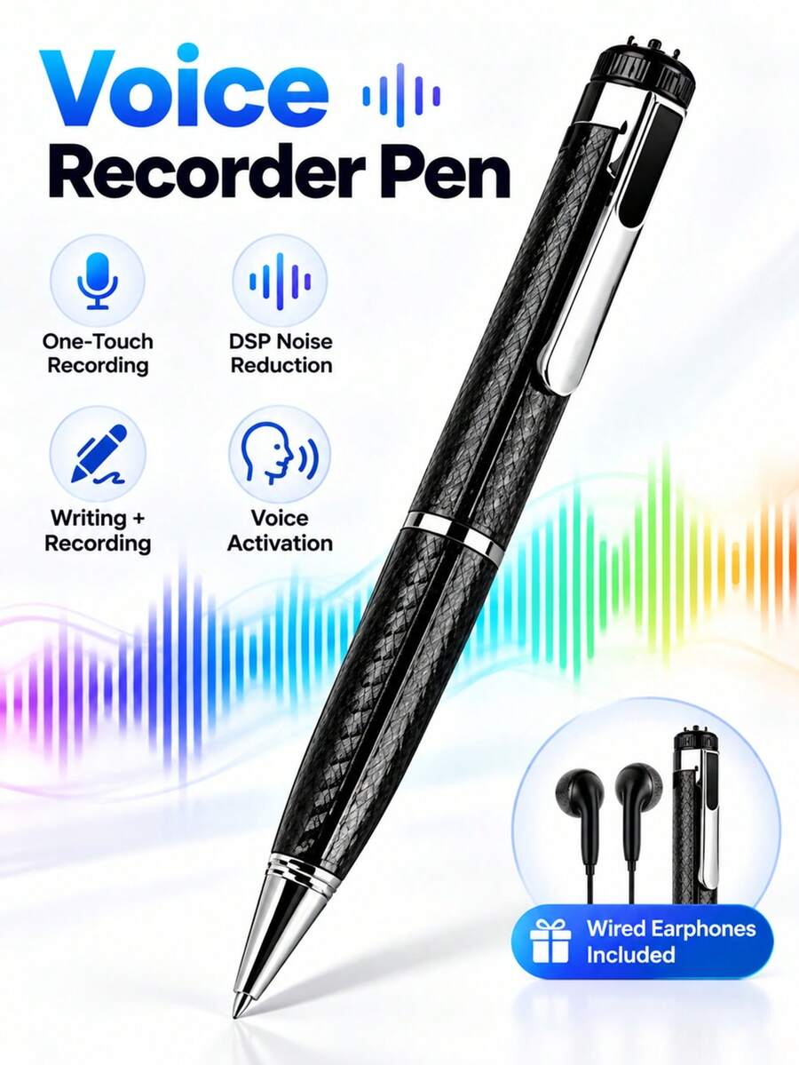 YAIUZGOO Professional Noise-Canceling Digital Voice Recorder One-Touch Recording With Built-In Voice Control Portable Design With Extended Battery Life High-Capacity Recording For Teachers Journalists And Podcasters Supports USB-C/Lightning Connectors(No Card