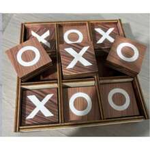 Classic Wooden XO Tic Tac Toe Game Set With 9 Wooden Square Pieces And Tray Base, Suitable For Family Leisure And Home Decor, Fits Various Holiday Gatherings, Can Be Displayed On Coffee Table And Living Room, Exquisite Gift For Christmas And New Year - A - View 7