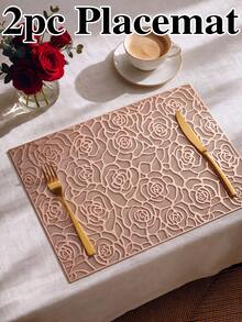 8pcs, Gold Rectangular Hollow PVC Placemats, Washable Table Decor Mats, Non-Slip Odorless Tableware Mats, Breathable Heat Dissipating Western Style Mats, Suitable For Restaurants, Cafes, Homestays, Fit For Holidays, Parties, Gatherings, Birthdays, Weddings, Dinner Parties. - Multicolor - View 12