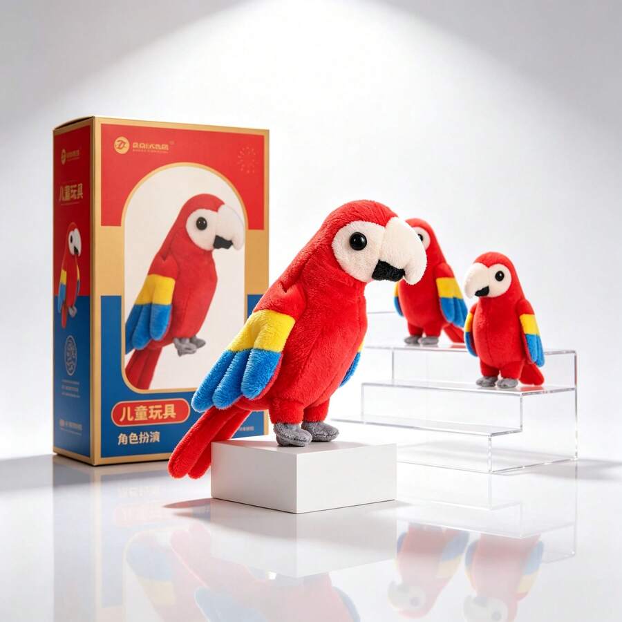 1pc Cute Parrot Hand Puppet, Fun Plush Parrot Toy, Flying Animal Hand Puppet, Suitable For Interactive Entertainment Perfect Birthday Holiday Gift For Children Desktop Decor Home Decoration For Friends Bestie Birthday Christmas Halloween - Multicolor - View 1