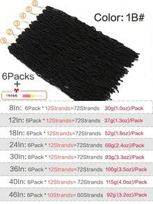 6 Packs Soft Braid Crochet Hair - Pre-Looped Faux Braids And Goddess Braids Synthetic Hair Extensions (Natural Black) - Includes Installation Tools - Black - View 2