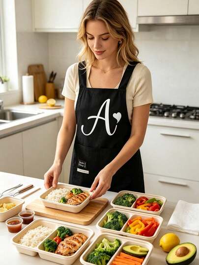 Christmas Artistic Letter Print Apron, Upgraded Cross-Back Apron, Comfortable And Durable, Fashionable Style, Printed With Artistic Heart And Rose Red Letters, Suitable For Kitchen Cooking, Home Cleaning, Gardening, Baking, Painting, Dishwashing And Other Occasions. Neutral Pocket Design, Comfortable Tie, Suitable For All Body Types, High Quality, Minimalist Unisex Cooking Apron, This Comfortable Apron With Pockets Is Unisex And An Ideal Choice For Daily Work.