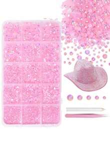 1 Box Resin Rhinestone Set, Multi-Size Rhinestones With Pickup Pen And Tweezers, Suitable For Halloween And Party Decoration,3D Colorful Shiny Resin Rhinestone Set, Suitable Cup Decoration And DIY Crafts Charms - Multicolor - View 9
