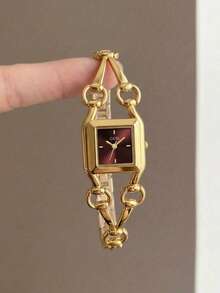 1pc Women's Vintage Gold-Tone Barrel-Shaped Quartz Watch With Round Ring Cone-Shaped Chain Strap, Suitable For Daily Commute, Party And Other Occasions - Gold - View 12