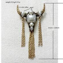 NeeFu WoFu 1pc Retro Pearl Brooch, Bag Buckle, Hat Accessory, Collar Buckle, Cuffs And Other Multifunctional Cow Head Accessories. - Animal - View 6