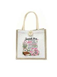 Tas Tangan Motif Ayat Alkitab, Tas Kanvas Motif Ayat Alkitab, Tas Kosmetik, Tas Penyimpanan, Tas Belanja, Tas Penyimpanan Multifungsi, Tas Belanja untuk Wanita Saleh, Kelompok Studi Alkitab, Pembaptisan, Natal, dan Ulang Tahun - MultiWarna - View 14