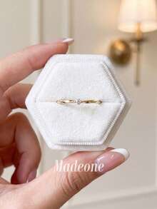 MADEONE 1pc Minimalist Zirconia Twisted Ring, Women's Engagement Wedding Party Daily Wear Anniversary Jewelry Gift - Gold - View 3