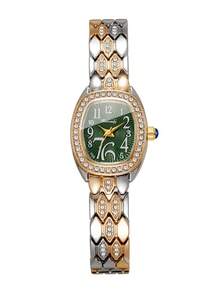 Exquisite Fashion Luxury Rhinestone Women's Wristwatch, Barrel-Shaped Digital Dial With Gold Alloy Strap Quartz Watch, Gift For Girlfriend (1pc/Set) Watch Box Not Included - Multicolor - View 8