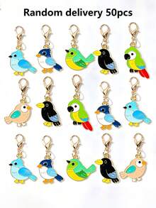 10/20/50pcs Bird Keychain Pendant Oil-Drip Alloy Cute Little Bird Bag Charm Accessory DIY Shoelace Pet Collar Decoration - Bird - View 8