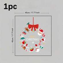 1pc 45cm X 45cm Christmas Window Sticker, Static Cling Decal With Snowman, Santa Claus, Bow, Christmas Tree, Socks Design, Suitable For Home, Bedroom, School, Restaurant, Office - View 11