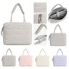 Quilted Laptop Bag With Padded Shoulder Strap Zipper Briefcase Sleeve For Women - View 2