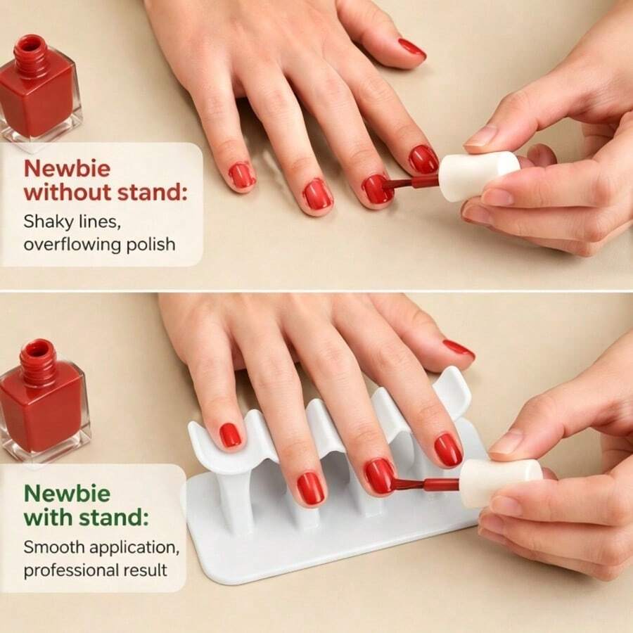 2 buah Penyangga Jari untuk Kuku, Penyangga Tangan Ergonomis Empat Slot untuk Perawatan Kuku, Alas Stabil untuk Bantal Tangan, Cocok untuk Salon Kuku, Perawatan Kuku, Seni Kuku, dan Alat Dekorasi Rhinestone - MultiWarna - View 1