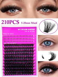 MENGJIESHANGPIN 210pcs Dense False Eyelashes Segmented Curly European American Cat Eye Cartoon Messy Long Lasting 5-20mm ME02 - View 1
