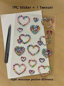 1 buah Set Stiker Dekoratif Hati Warna-warni dengan Rhinestone, Stiker Dekoratif Akrilik Mengkilap 3D, Stiker Rhinestone Hati & Bintang Berongga Perekat Sendiri dengan Pinset, Cocok untuk Casing Ponsel, Kamera, Earphone, Kotak Hadiah, Kartu Ucapan, Perhiasan, Dekorasi Pesta - Satu-Ukuran - View 11