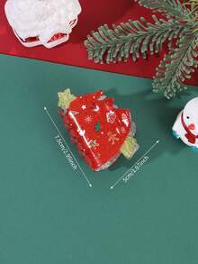 1pc Christmas Tree Shape Hair Claw Clip,Sparkly Glitter Hair Grab With Gingerbread Snowman Pattern,Festive Holiday Hair For Women Xmas Party Gifts - Multicolor - View 9