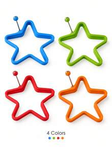 2 Pcs Star Shape Egg Ring Mold With Easy Grip Handle, Creative Breakfast Cooking Tool For Eggs Pancakes, Kitchen Brunch Party Plating Accessory - Multicolor - View 5