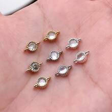 2pcs 18K Gold Plated Round Zirconia Double Loop Connector Charms Crystal Rhinestone Links For DIY Bracelet Necklace Jewelry Making Accessories - Multicolor - View 3
