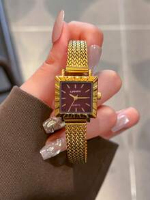 LIANDU 1pc Gold Retro Women's Quartz Watch, Stainless Steel Strap, Daily Wear, Holiday Party Gift Choice, Fashionable, Gorgeous, Elegant Business Style - Gold - View 6