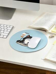 Cute Cat Pattern Mouse Pad With Wrist Rest, Round Office Gaming Desk Mat, Keyboard Wrist Rest, High-Definition Printing, EVA Material, Comfortable Wrist Support, Skin-Friendly Desk Pad, Desktop Protector, Work Gift, Suitable For Gaming And Office, Compatible With PC/Laptop/Wireless Mouse, Holiday Gift, Party Gift, Promotion Gift - Multicolor - View 9