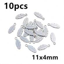 10pcs Stainless Steel Leaf Feather Charms Pendant For Necklace Earring Bracelet DIY Crafts Jewelry Making Accessories Findings - Feather - View 10