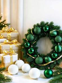 Lyxigt julgranskulsgåvoset, 18 st krossäkra hängande julkulor i plast, diamantskuret och vågmönstrat ribbmönster, pyramidformad PVC-presentförpackning, återanvändbara juldekorationer för julgran, krans, veranda och vinterdekor i hemmet - Julgranskulset för dekoration - Visa 9