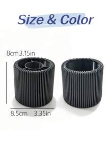 3D Printed Vertical Striped Divided Makeup Brush Holder, 3D Round Decorative Ornament, Multiple Colors Available, Large Capacity Vanity Storage Bucket, Can Hold Eyebrow Pencils And Makeup Brushes, High-Value Desktop Beauty Storage Decor - Multicolor - View 10