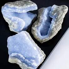 1pc Druzy Blue Lace Agate Cluster/Genuine Mineral Raw Specimen With Geometric Patterns/Unique Mineral Structure - Blue - View 8