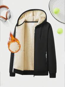 Women's Warm Hooded Zip-Up Jacket - Insulated Sports Jacket With Pockets, Autumn Sports, Black - Black - View 7