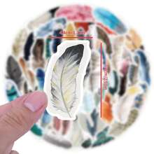 Colorful Feather Stickers, Arts & Crafts, For Decorating Stationery, Water Bottles, Luggage, Refrigerators, Skateboards, Guitars - one-size - View 3