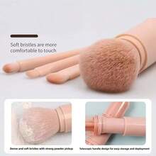 Mini Portable 4-In-1 Makeup Brush Multi-Function Travel Powder Eyeshadow Blush Contour Retractable Capsule Brush - Black - View 3