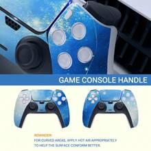 Blue Galaxy Starry Sky Pattern Vinyl Skin Sticker Set Compatible With PS5 Slim Console And Controller, Waterproof, Scratch-Resistant, Removable With No Residue - View 4