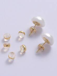 50pcs Silicone Earring Backs, Suitable For Stud/Dangle Earrings, Locking Secure Earring Backs, Suitable For Heavier Earrings, Non-Irritating Low-Allergenic Soft Transparent Earring Backs Replacement - Gold - View 4