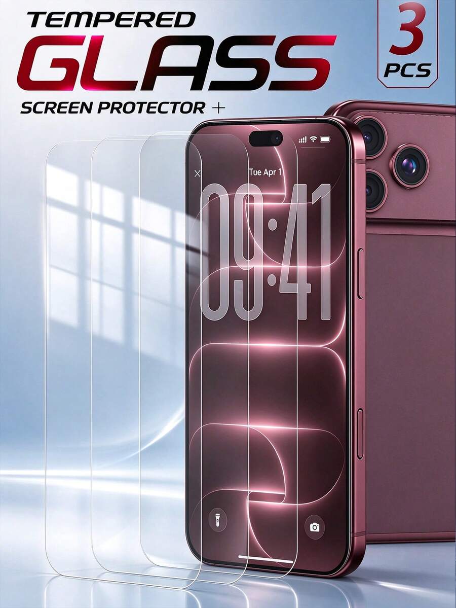 MSRI 3pcs/Pack, High Definition High Transparency Tempered Glass Screen Protector, Daily Protection, Resist Bumps And Scratches, Meet Daily Protection Needs, Suitable For Phone Cases, Compatible With IPhone Duo/18 Pro/18 Pro Max/18/17e/17Pro Max/16 Pro Max/15 Pro Max/14Pro Max/13 Pro Max/12Pro Max/17 Pro/16 Pro/15pro/14 Pro/17air/16/15/14/13/12/11 And Other Series. - Clear - View 1
