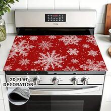 (Hot !!) 1pc 2D Printed Flat Stove Protector Mat, Snowflake Pattern Design, Rubber Non-Slip Heat-Resistant Stove Cover Pad, Suitable For Induction Cooktop, Glass Stove, Multi-Function Scratch-Resistant Mat, Best Choice For Oven, Washing Machine, Dryer, Kitchen Decoration - Multicolor - View 7