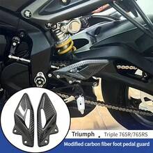 Motorcycle Carbon Fiber Foot Peg Heel Guard Plate, Footrest Protection Cover Modification Accessories Compatible With Triumph Street Triple 765R 765RS, Lightweight Durable Replacement Part - Carbon Fiber Twill - View 1