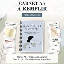 Buku Catatan Spiral dalam Bahasa Prancis dengan Halaman Refleksi Keamanan Pribadi dan Batasan, Daftar Kontak Terpercaya, Aktivitas Persetujuan, Tips Keamanan Digital, Panduan Komunikasi, dan Ruang Menulis - A5 - View 1