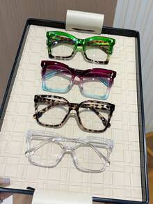 4 Pairs Women's Fashion Frame Glasses, Exquisite Versatile Combination, Perfect For Vacation, Party, Daily Wear, Suitable For All Face Shapes - Transparent - View 1