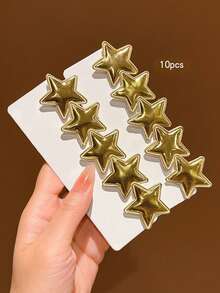 10pcs Gold Star Hair Clips Sweet Style Hair Accessories Suitable For Daily Wear - Multicolor - View 4