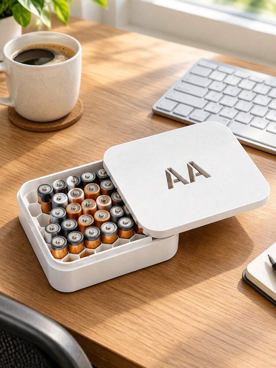 1pc-27 Slot Large Capacity Honeycomb Battery Storage Box | 3D Printed | Suitable For AA/AAA Battery Sizes | Minimalist Home Storage Essential | Mother's Day/Father's Day/Graduation Season Practical Gift | Ultimate Solution To End Drawer Clutter - Multicolor - View 1