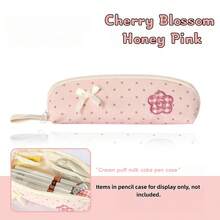 1pc Color Block Polka Dot Plaid Pencil Bag, Aesthetic Large Capacity Stationery Storage Pouch, Smooth Zipper, For Girls, Student Daily Use - Multicolor - View 9