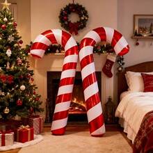 2 Packs Super Large 115Cm/45-Inch Red And White Striped Candy Cane Balloons - Suitable For Christmas Party Decorations, Christmas Tree, Wedding, Birthday Party Decor, Indoor And Outdoor Use, Photo Props, Holiday Ornaments, Festive Activity Additions - Candy - View 3