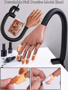 2 Types Of Nail Art Model Hands - Use Acrylic Nail Art Hands For Practice, Soft And Movable Simulated Hands With 100 Replaceable Nail Tips, Durable ABS Resin Material, Stable Connection, Suitable For Nail Training, Beauty Personal Care Accessories - Multicolor - View 1