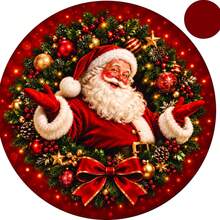 Guirlanda Natalina MDF 25x25cm Enfeite de Porta Decoração de Natal Vários Modelos - Papai Noel Guirlanda - Visão 2